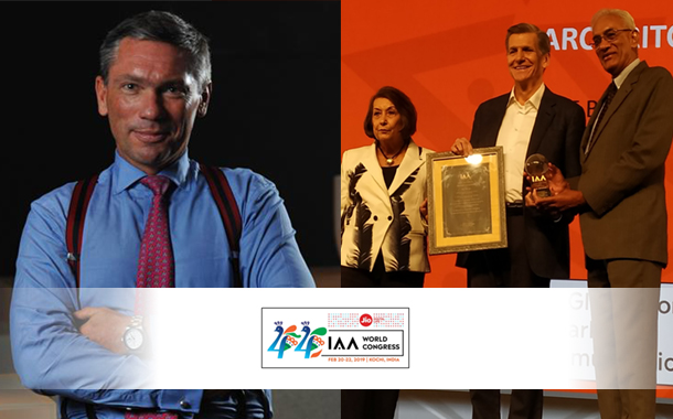 Marc Pritchard and Andrew Robertson honoured with the IAA Golden Compass Awards at the 44th IAA World Congress