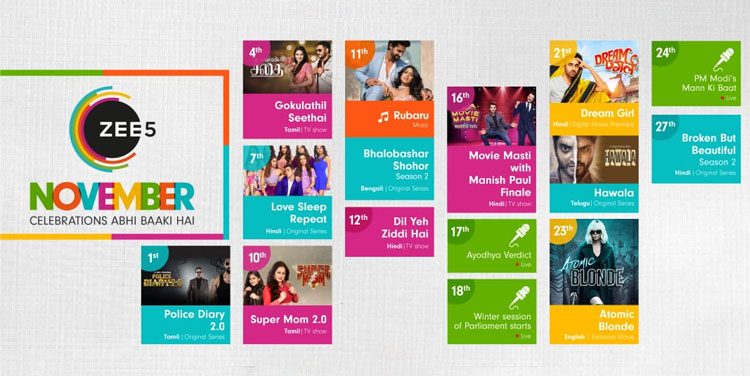 OTT Platfotm ZEE5 unveils Content Line-Up For November