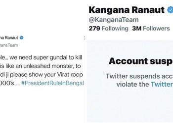 Twitter suspends Kangana Ranaut’s account for breaching ‘Hateful Conduct’ policy